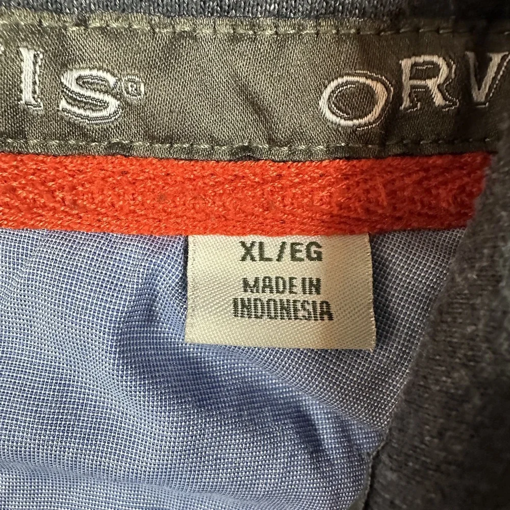 Orvis‎ Pullover Mens XL Gray Quarter Snap Mock Neck Cotton Blend Outdoor Sweater